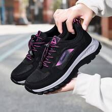 Women's Walking Shoes, New Spring/Autumn Ladies Shoes, Mesh Breathable Black Shoes, Outdoor Sports Hiking Shoes, Lightweight Comfortable Running Sneakers, Slip-On Women's Shoes