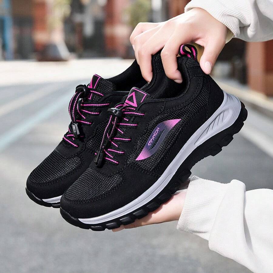 Women's Walking Shoes, New Spring/Autumn Ladies Shoes, Mesh Breathable Black Shoes, Outdoor Sports Hiking Shoes, Lightweight Comfortable Running Sneakers, Slip-On Women's Shoes
