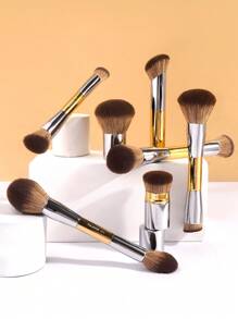 MAANGE 7-delige set make-upkwasten van volledig aluminium, blush, foundation, poeder, contouren, modelleren en highlighterkwasten, essentiële make-uptools met zacht haar en pluizig voor eenvoudig meenemen, kwast voor op reis, cadeau voor vrouwen en meisjes