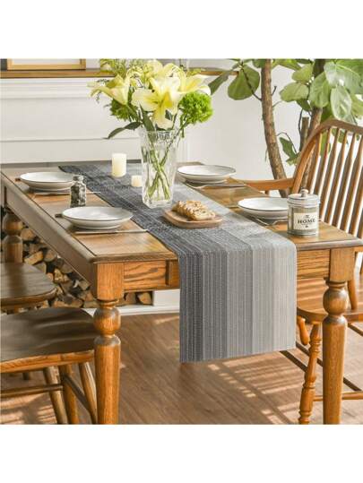 1pc Modern Linen-Like Table Runner, Machine Washable Dining Mat, Suitable For Kitchen, Dining Table, Party, Wedding Decor, Foyer, Home Gathering, Coffee Table, Living Room
