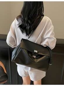 Solid Color Fashionable PU Leather Women's Crossbody Bag, Versatile & Spacious Shoulder Bag, Minimalist & Elegant Design Suitable For Office Ladies, University Students, Career Women, Business Trips, Parties, Outdoor Activities, Birthday Gifts