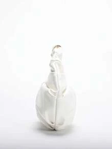 1pc 2024 Spring New Women's Handbag, Solid Color PU Cloud Bag, Fashionable Pleated Minimalist Patchwork Chic Ladies Tote Bag, Pleated Design