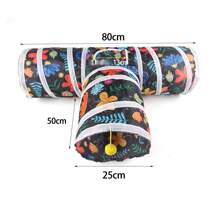 1pc Foldable Cat Tunnel Carrot Flower Fruit Printed Durable Cat Pass Play Tunnel Cat Toy For Cat Dog Interactive Play Tent Rabbits Guinea Pigs Indoor/Outdoor Pet Playhouse Puzzle Exercising Hiding Training Supply - Multicolor - View 18