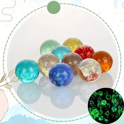 Glow-In-The-Dark Glowing Glass Balls, (Absorb Light And Glow In The Dark), Multicolor, Ideal For Fish Tank Decor, Aquarium Scenery, Vase Filler, Succulent Decoration, Home Decor, Maze Track Games, Markers, Great For Holiday, Birthday And Gardening Gifts