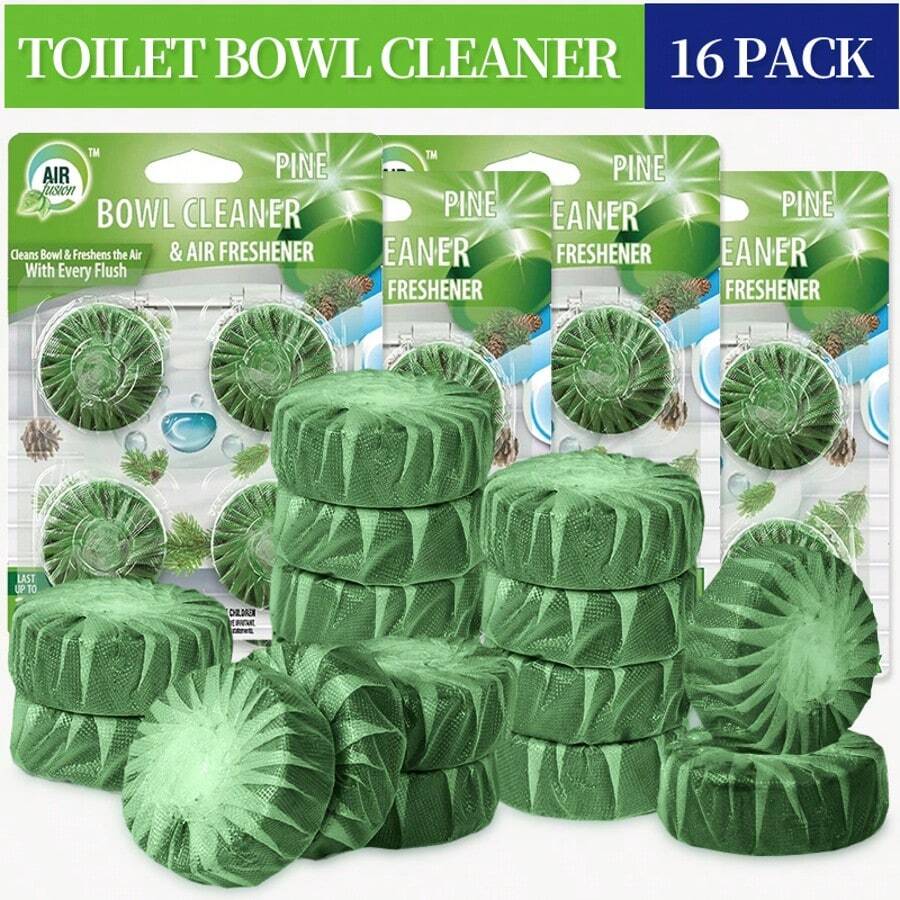 16 Pack Automatic Toilet Cleaner Tablets, Easy Use For Home Hygiene, Powerful Toilet Bowl Cleaners For Tough Stains, Long-Lasting Deodorizing, Fresh Scent - LIME-16 Pack - 查看 1