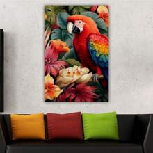 1 Piece Home Wall Decor Framed Canvas Colorful Parrot Pattern Canvas Wall Art Paintings For Living Room - Canvas Framed Print Wall Artworks Bedroom Decoration Office Wall Decor