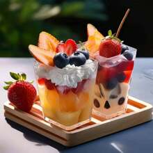 100 piezas de copas cuadradas para mouse con y sin tapas, tazas para postres, gelatinas, pasteles, para fiestas, bodas, al aire libre, yogurt, repostería, aperitivos, frutas y pudines