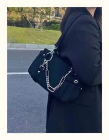 Retro Punk Armpit Shoulder Bag, Dark Gothic Style B2y - 黑色 - 查看 8