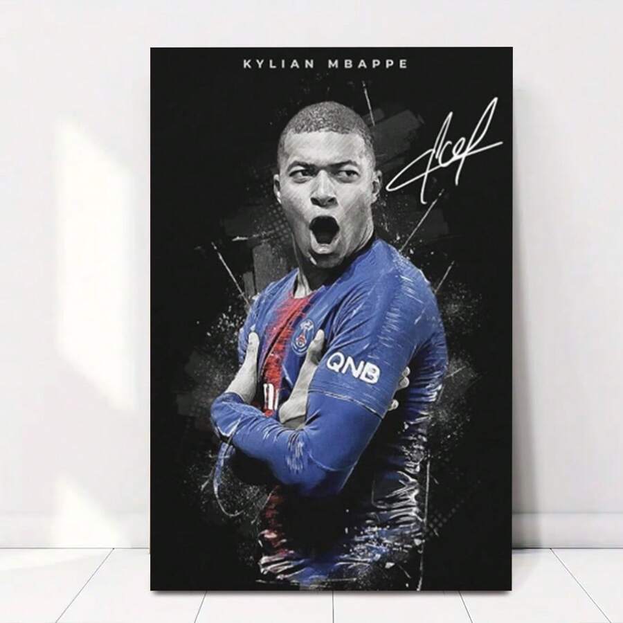 Framed Fhzang Kylian Mbappe Poster 1 Canvas Poster