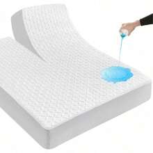 White Top King Mattress Protector For Adjustable Bed - Bamboo Viscose, Waterproof, 6 - 18 Inches Deep Pocket, 32 - 34 Inches From Head