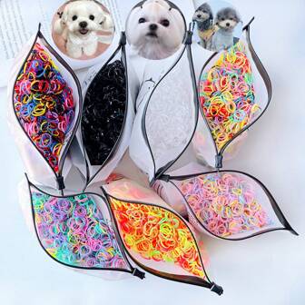 1000pcs/Pack Disposable Colorful Pet Hair Ties, Small Soft Elastic Rubber Bands Pet Hair Accessories, Suitable For Long Haired Pets, Cats & Dogs