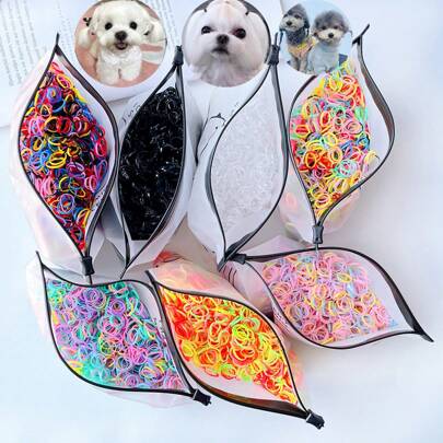 1000pcs/Pack Disposable Colorful Pet Hair Ties, Small Soft Elastic Rubber Bands Pet Hair Accessories, Suitable For Long Haired Pets, Cats & Dogs