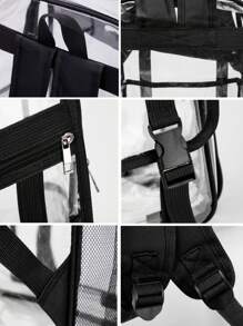 Flip Cover Transparent Oversized Backpack, PVC Transparent Backpack For Men, Students Sports Venue Summer Bag - Multicolor - View 8