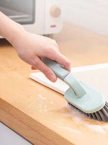 1Pc Multifunctional Bathroom Tile Brush, Plastic Cleaning Brush, Kitchen Decontamination Brush, Hand-Held Gap Brush Corner, With Long Handle, Used To Clean Bathroom, Shower, Tile, Kitchen, Floor Brush, Convenient , A Must-Have At Home