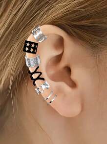 Set de 12 piezas de ear cuffs, clips de oreja y aretes de estilo oscuro y de moda, accesorios como regalo para mujeres y niñas para uso diario y fiestas