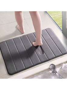 1pc Solid Color Simple Soft Memory Foam Sponge Absorbent & Non-Slip Bathroom Mat, Toilet Mat Christmas Decor Kitchen Rug - Multicolor - View 3