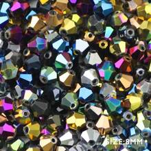 60 件 8 毫米电镀钻石刻面玻璃珠，适用于制作珠宝、耳环、项链和手链配件 - 電鍍菱形 - 查看 1