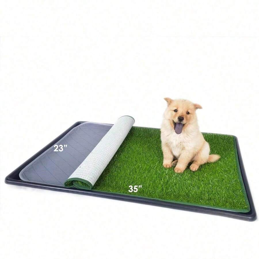 35.4 X 23.6 Potty System - Dog Artificial Grass Pad With Tray For Puppy Potty Training, Washable Pee Pad, Ideal For Small & Medium Dogs, Indoor/Outdoor Use - 1 - 查看 1