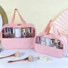 Large Capacity Patchwork Makeup Bag, Portable Cosmetic Travel Organizer Bag - Multicolor - View 6