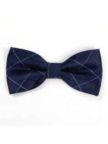 1pc Formal Suit Business Patterned Bow Tie, Groom Wedding Groomsmen Double Layer Solid Color Bowknot, Versatile For Daily Business Events, Polyester, Suitable For Spring, Summer, Autumn, Winter