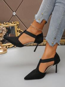 Women's Pointy Toe Stiletto High Heel Hollow Out Slip-On Sandals
