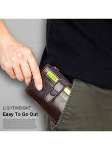 Unisex Real Leather RFID Blocking Zipper Coin Purse Credit Card Wallet Slim Mini Convenient Wallet Card Holder And ID Case For Men Wallet Mini Wallet Purse Wallet Wallet - Maroon - View 6