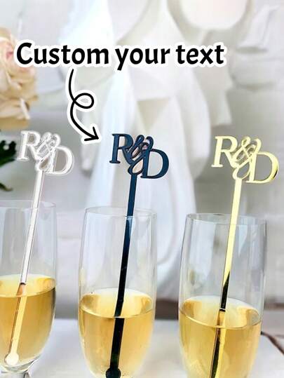 20/50 piezas Agitadores de bebidas personalizados con iniciales de nombre, palitos de cóctel de acrílico personalizados para boda, agitadores de bebidas cortados con láser personalizables, etiquetas de bebidas personalizables, 18cm/7in, dorado/plateado/negro/blanco, adornos de vino, decoración de mezclador, multifuncional, ornamental, reutilizable, exquisito, elegante, de alta calidad, colorido, moderno, personalizado, único, para refrescar el hogar, herramientas de cóctel personalizadas