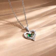 1pc Personalized Birthstone Necklace, Customizable Name, 925 Sterling Silver Heart Pendant Necklace, Mother's Day Gift For Her