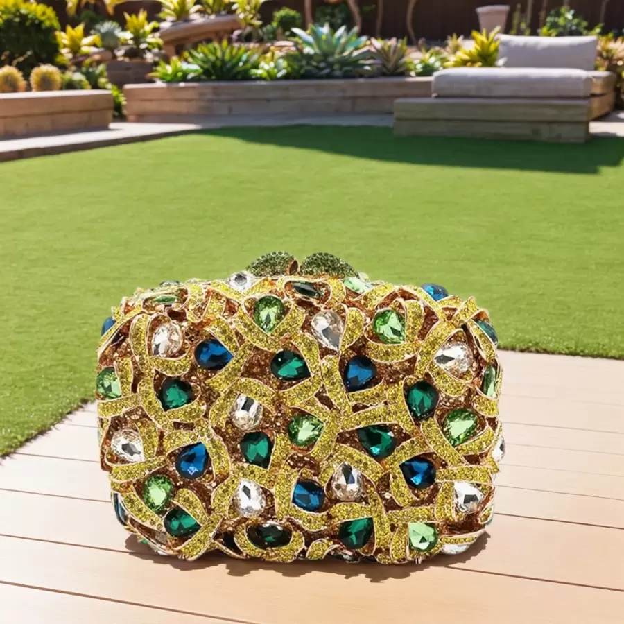Sparkly Women Crystal Clutch Rhinestone Purse Diamond Evening Bag Bridal Evening Clutch For Prom Cocktail Party - Guld - Visa 1