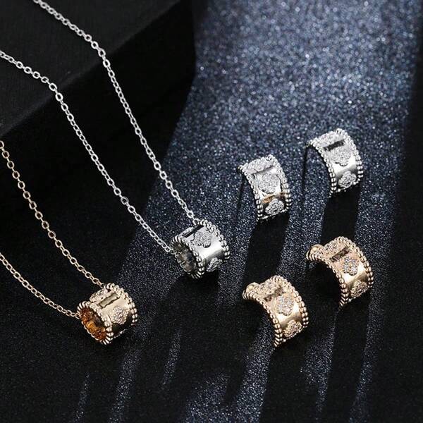 1pc Korean Style Versatile Cubic Zirconia Floral Necklace