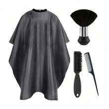 1 Pc Hair Cutting Barber Cape For Men Women With 1 Pc Neck Duster Brush And 1 Pc Barber Brush, 1 Pc Hair Rat Tail Combs, Professional Barber Accessories Cleaning Supplies For Salon Haircut Styling (Black Stripe), Hair Tools, Hair Products And Accessories For Barber Salon Beauty Back To School, Travel Holiday Essentials, Hair Accessories For Women, Slick Back Brush, Hair Dryer, Hair, Barber, Hair Tools, Hair Products, Hair Dryer, Hair Brush, Barber, Hairdressing Equipment, Hairstyle, Hairdressing, Barber Accessories, Barbershop, Hairdressing Equipment