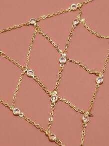 1 pieza Brazalete de dedo de malla con rhinestones, diseño único y de alta gama, accesorio de mano de verano