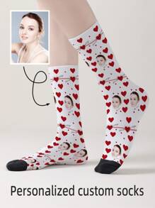 1 Pair Custom Face Socks, Custom Photo Sock, Custom Printed Socks, Personalized Funny Face Socks, Custom Picture Socks - Multicolor - View 1