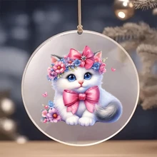 9 件 UV DTF 蝴蝶结猫系列设计扁平花朵系列贴纸适用于 16 盎司玻璃杯防水贴纸 Libbey 热转印贴纸不锈钢滚筒乙烯基转印贴纸彩色设计贴花，UV DTF，适用于马克杯、冰箱、玻璃杯、咖啡杯和任何扁平物体，防水 DIY 装饰（不包括杯子） - 彩色 - 查看 9