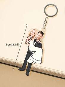 1/2Pcs Personalized Photo Wedding Couple Keychain, Custom Bride & Groom Cartoon Acrylic Keyring, Customized Funny Valentine'S Day Gift, Newlywed Gift, 8cm/3.15in, Wedding Party Gifts, Bridal Gifts, Bridesmaid Gifts, Suitable For Him/Her, Boyfriend, Girlfriend, Couple, Wife, Husband, Family, Bestie, Colleague, For Unique Gifts For Anniversary, Wedding, Valentine'S Day
