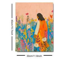 1pc Unframed Colorful Jesus Wildflowers Christian Art Posters, Bible Verse Vintage Aesthetic Painting Canvas Print Cottagecore Minimalist Wall Arts Painting For: Dorm, Apartment, Living Room, Bedroom, Modern Home Decor