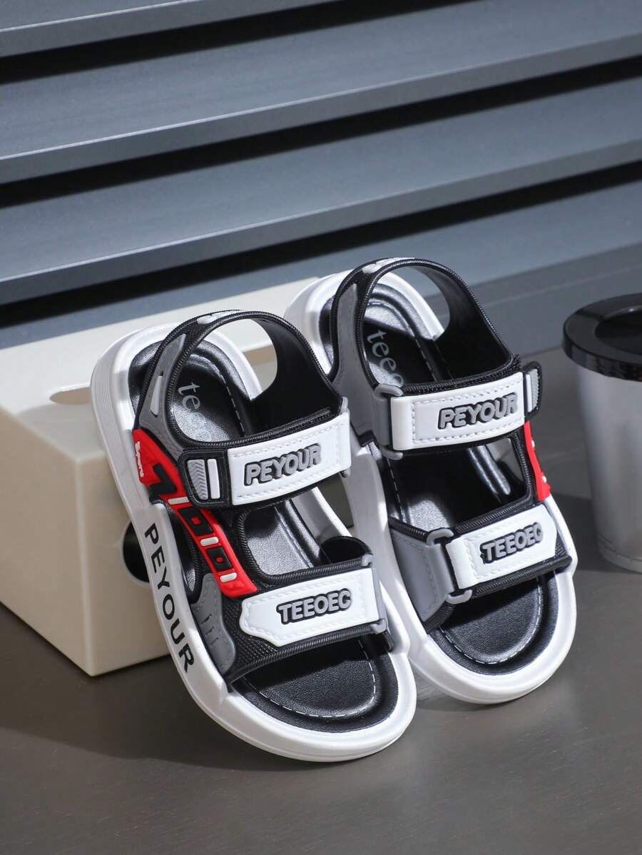 2025 neue grüne beliebte Jungen Sandalen, Jungen Sportliche Sandalen mit modischen weichen Sohlen, Kinder Strand Sandalen mit rutschfesten dicken Sohlen, flache Bade-Pantoffeln