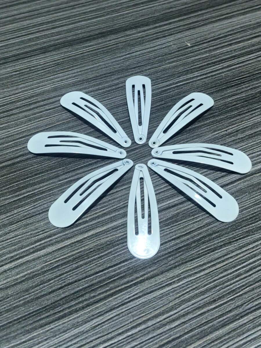 10-100个/批白色简约金属Bb发夹5厘米适合日常佩戴节日休闲、发饰、发夹发夹爪夹发夹、学校用品 - 白色 - 查看 1