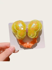 1 Pc Sequin Butterfly Elastic Hair Tie, Children Hair Scrunchies Non-Damaging For Ponytail, Girls Hair Bands Hairlips, Daily Use Hair Accessories, No Cardboard