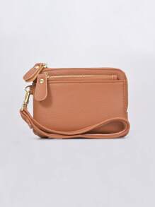Mini Leather Coin Purse With Keychain Fashion Multi-Zipper Wristlet Card Holder Pouch For Women Wallet Mini Wallet Purse Wallet Wristlet Wallet Coin Wallet Wallet