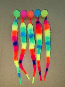 Set da 2 pezzi di giocattoli a forma di verme arcobaleno lungo con palla, giocattoli per gatti