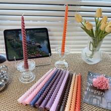 A Box Of 4 Morandi Gradient Colored Threaded 10 Inch Long Candles, Suitable For Home Use, Romantic Weddings, Decoration, And Candlelight Dinners Gifts Birthday Graduation - Multicolor - View 5