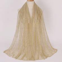 1 件闪亮头巾头巾披肩，春夏，适合马来西亚、非洲文化 - 黑色 - 查看 3