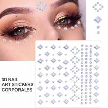 1pc Face Diamond Gem Face Stickers Purple Red Rhinestone Gem Sticker Eyeshadow Sticker Nail Body Makeup Stars Sticker DIY Decor Party Daily 3d Faux Gemstone Face Jewel Self-Adhesive Sticker, Great For Diy Music Festival, Y2k Makeup, Costume Party Makeup, Face & Eye Decoration