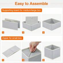 cajones para ropa, paquete de 6, organizadores de cajones para tocador, organizadores de armario plegables de tela y cestas de almacenamiento para ropa, calcetines (gris) - Gris - Ver 6