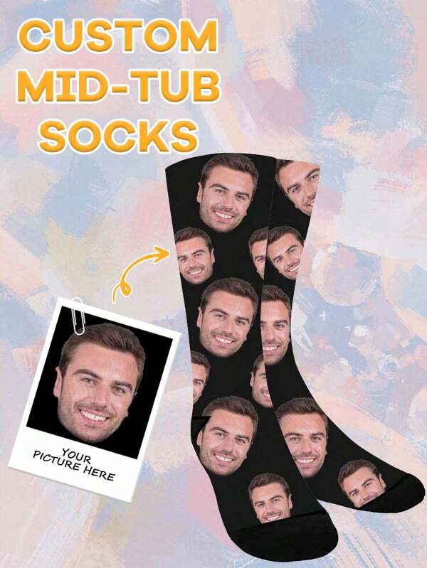 1 Pair Of Men's Mid-Calf Socks, Custom Face Socks, Personalized Pet Face Socks With Photo Customization, Fun Crew Socks As Gifts For Men And Women, Custom Valentine's Day Birthday Gifts, Funny Gifts For Pet Lovers, Girlfriends, Boyfriends, Her, Him, Mom, Dad, Best Friends.