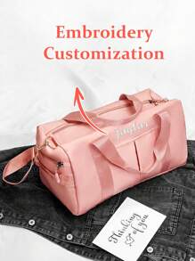 1pc Custom Embroidered Oxford Cloth Travel Tote Bag With Shoe Compartment, Outdoor Sports & Fitness Gym Bag, Large Capacity Short-Trip Sports Backpack, Multiple Colors Available