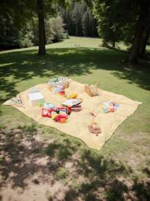 1 件格子印花野餐垫，清新格子图案，便携户外露营野餐毯，适合家庭聚会、海滩、草坪露营、郊游、野餐