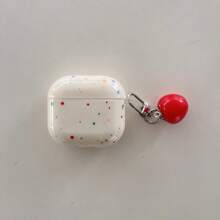 Polka Dot Colorful Splatter Paint Tomato Earphone Case + Tomato Charm Set, Compatible With Apple Pro 2/Pro/4/3/2