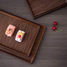 2pcs Tray & Placemat Set, Brown Premium Serving Tray Set